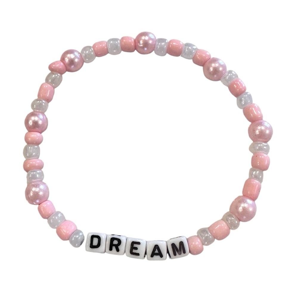 Pink and White “Dream” Beaded Bracelet
